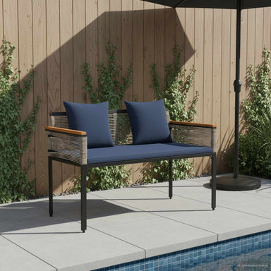 Tuinbank Grijs en Marineblauw 117 x 54 x 74.5 cm poly rattan