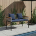 Tuinbank Grijs en Marineblauw 117 x 54 x 74.5 cm poly rattan