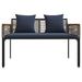 Tuinbank Grijs en Marineblauw 117 x 54 x 74.5 cm poly rattan