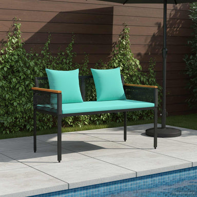 Tuinbank Zwart en Turquoise 117 x 54 x 74.5 cm poly rattan