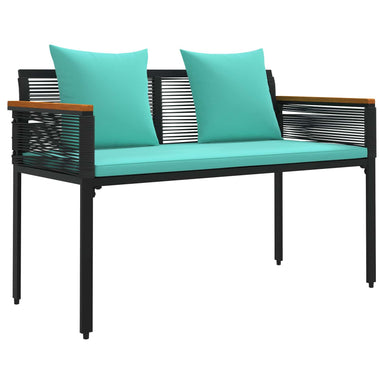 Tuinbank Zwart en Turquoise 117 x 54 x 74.5 cm poly rattan