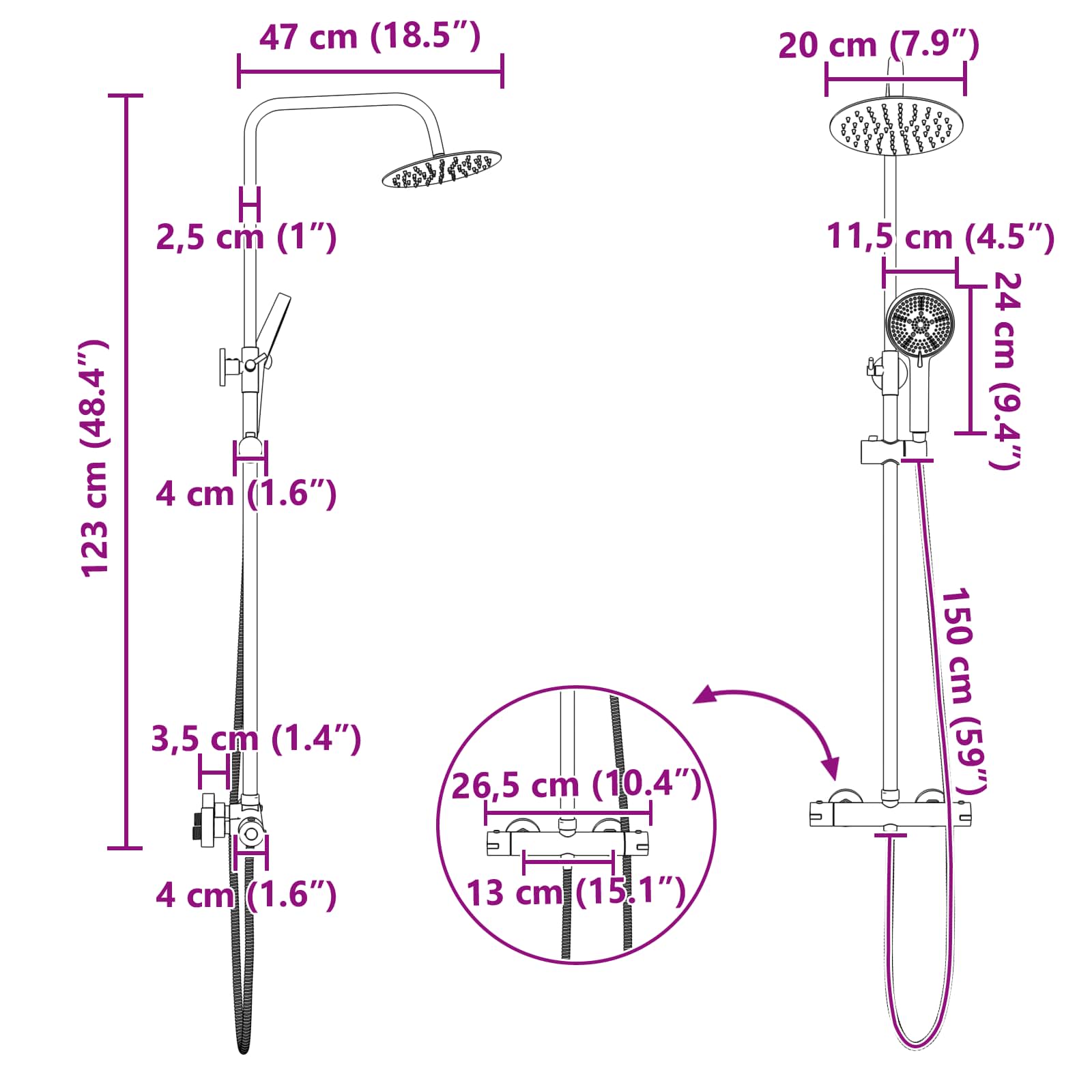 Thermostatisch Douchesysteem Set Chroom RVS 201