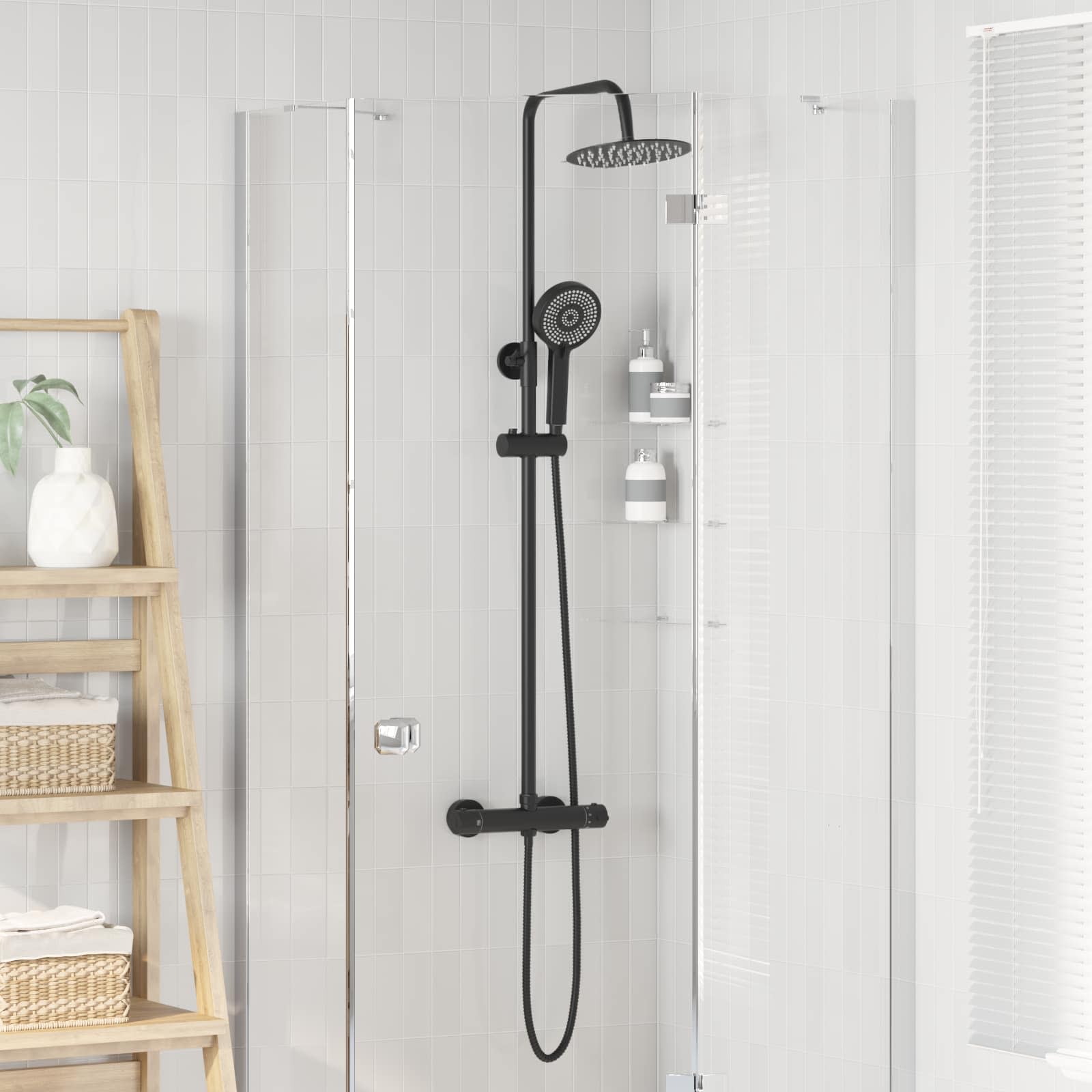 Thermostatisch Douchesysteem Set Zwart 27 x 46 x 123 cm RVS 201