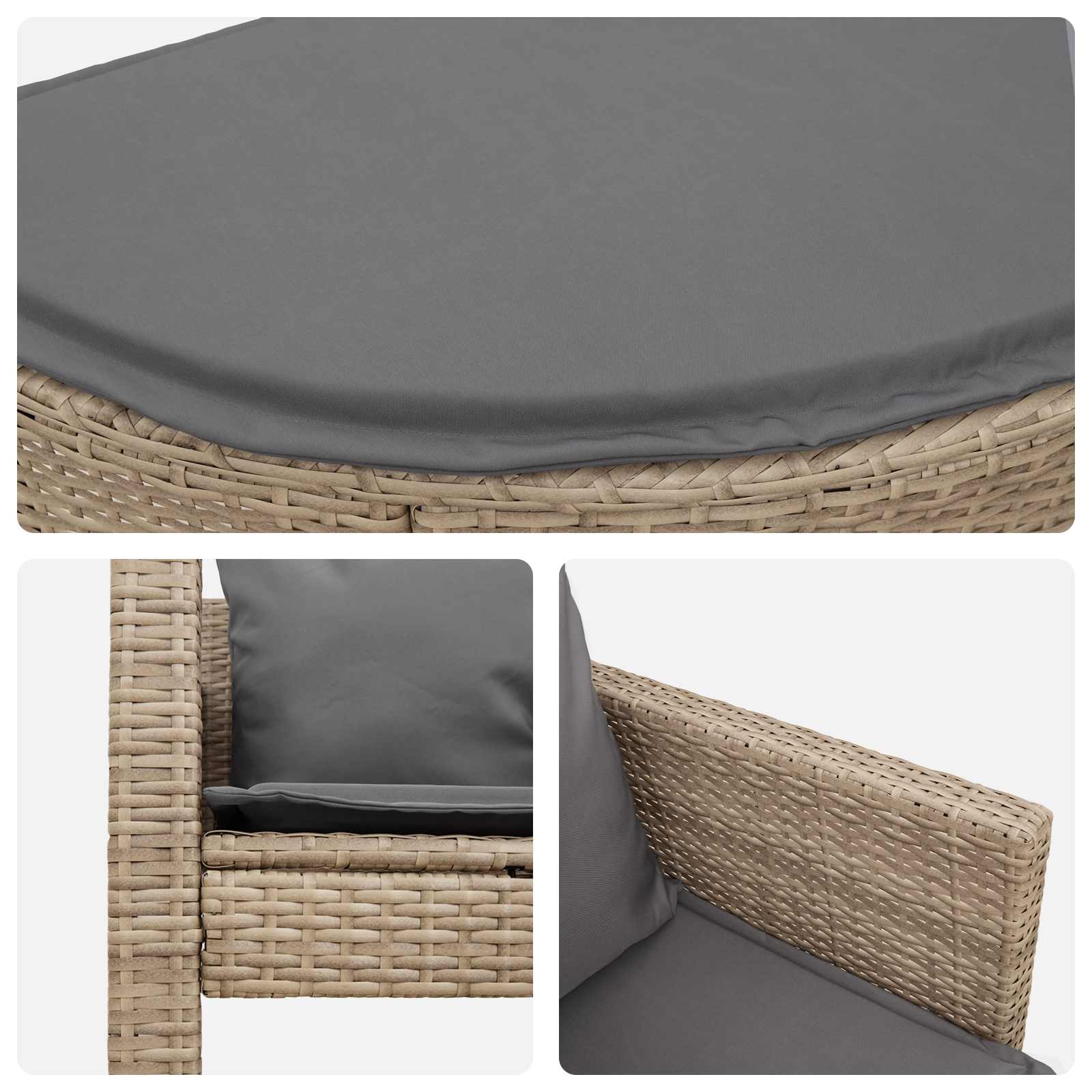 Tuinbankstel 8 st poly rattan Beige en Licht Grijs