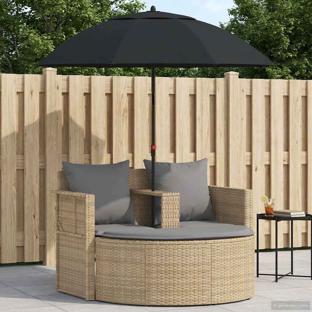 Tuinbankstel 8 st poly rattan Beige en Licht Grijs