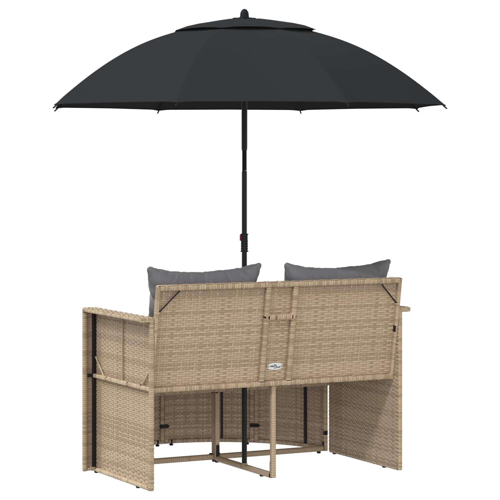 Tuinbankstel 8 st poly rattan Beige en Licht Grijs