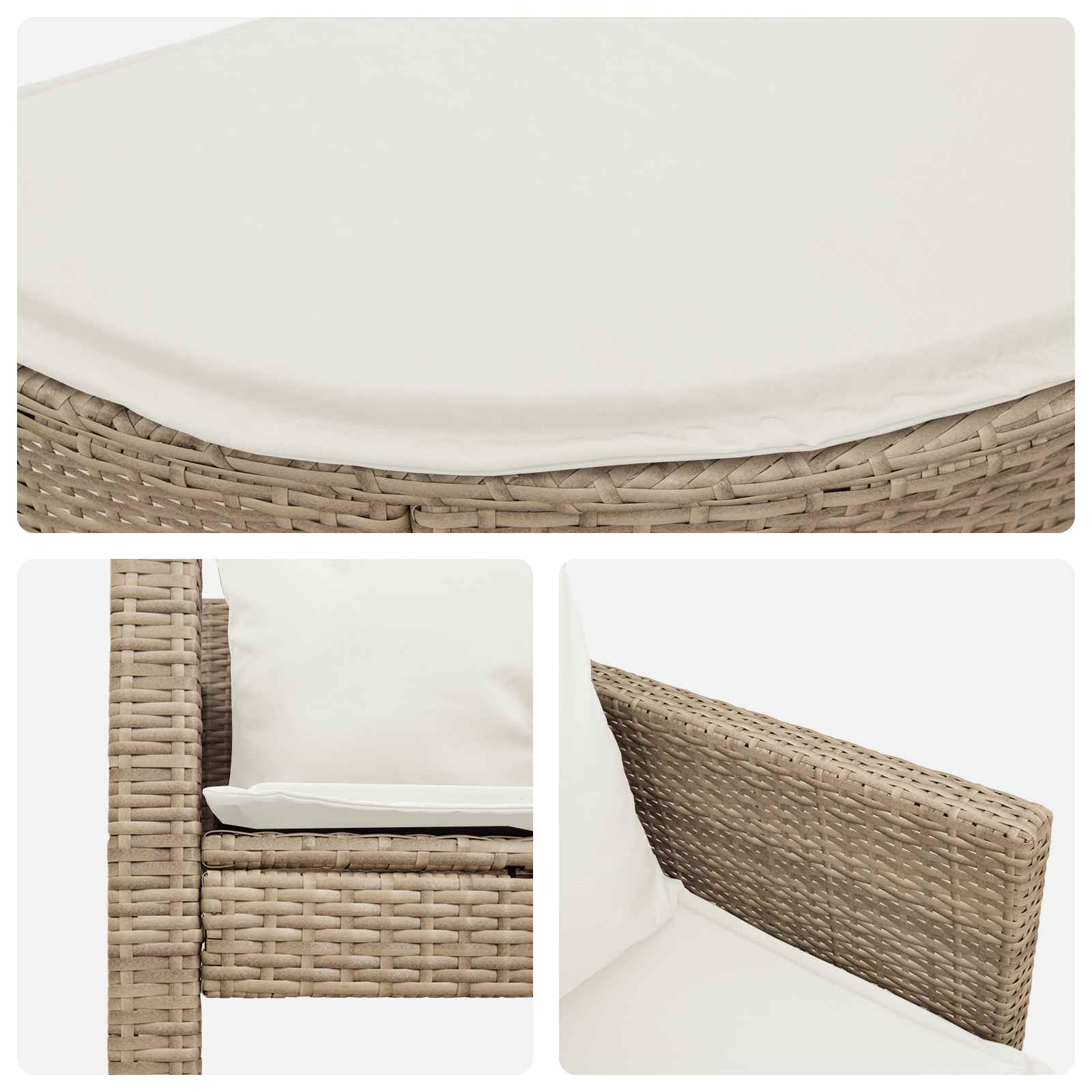 Tuinbankstel 8 st poly rattan Beige en Crème Wit