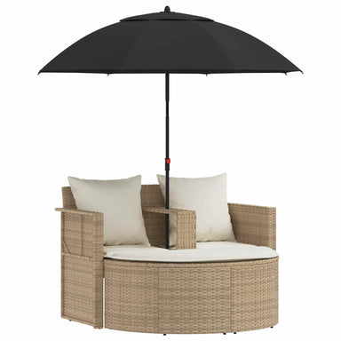 Tuinbankstel 8 st poly rattan Beige en Crème Wit