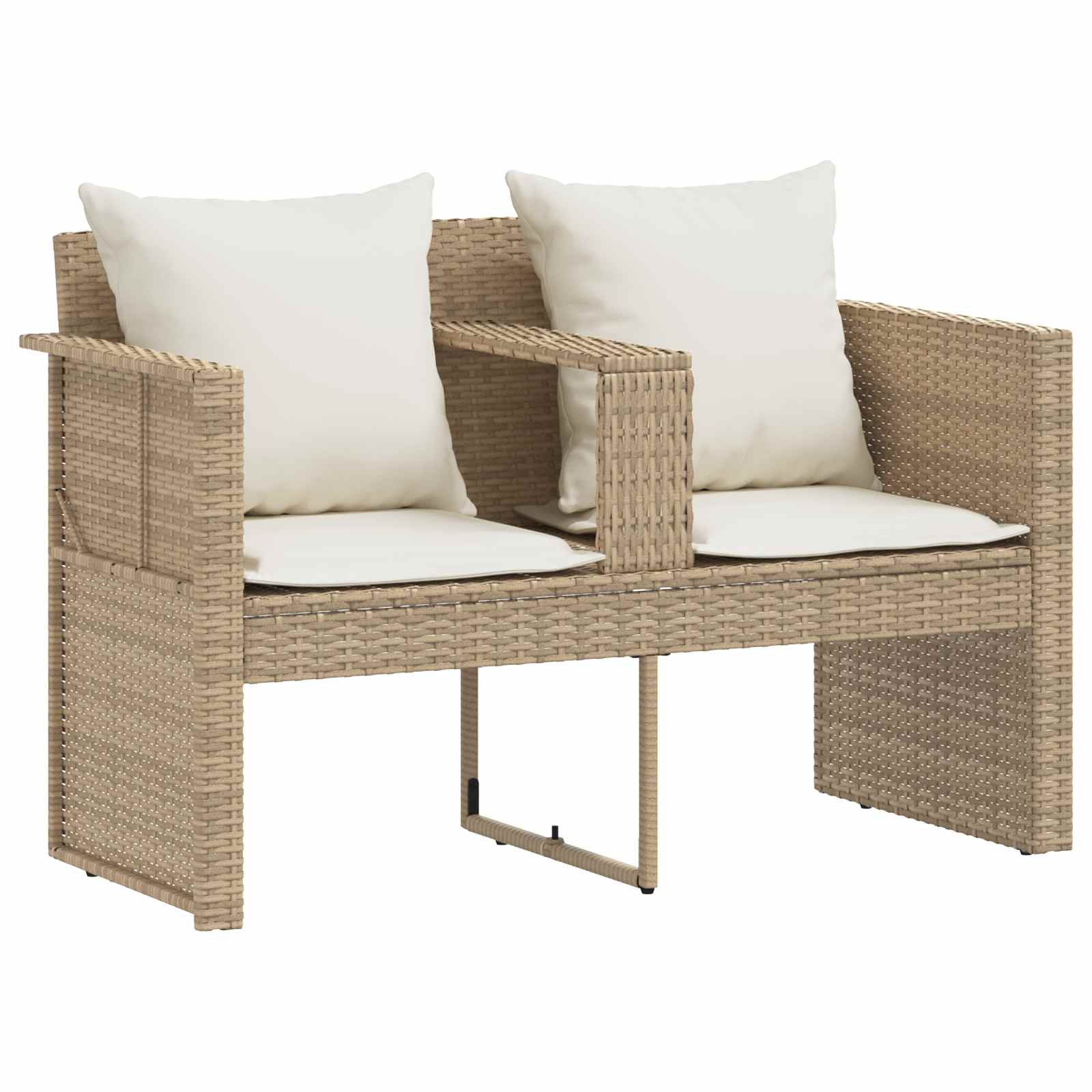 Tuinbankstel 8 st poly rattan Beige en Crème Wit