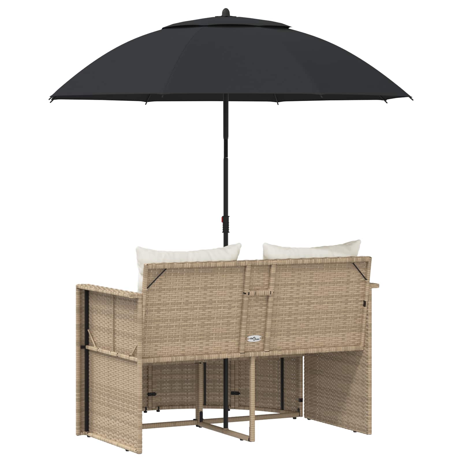 Tuinbankstel 8 st poly rattan Beige en Crème Wit