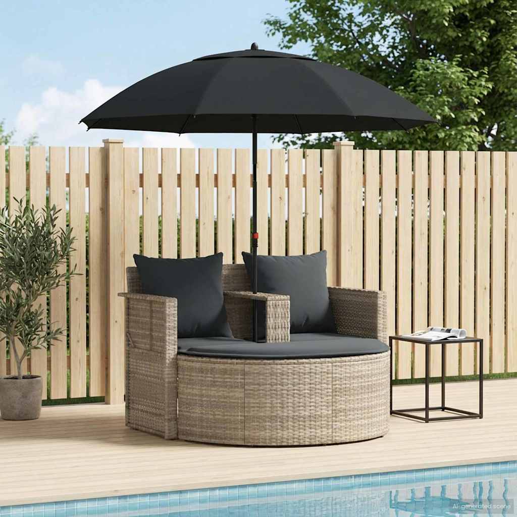Tuinbankstel 8 st poly rattan Licht Grijs en Donker Grijs