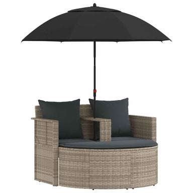 Tuinbankstel 8 st poly rattan Licht Grijs en Donker Grijs