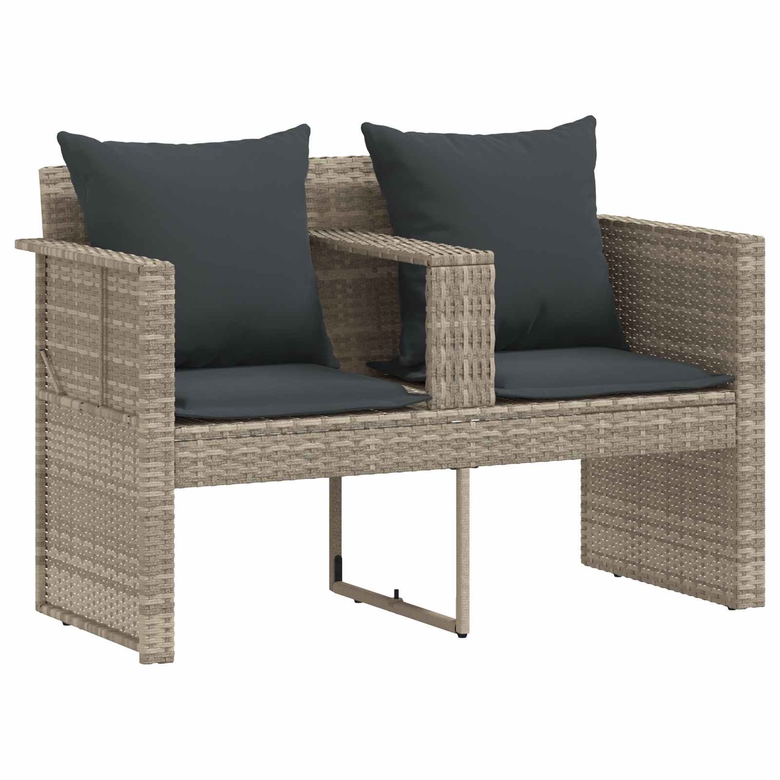 Tuinbankstel 8 st poly rattan Licht Grijs en Donker Grijs