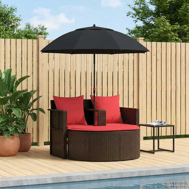 Tuinbankstel Bruin en Rood 168 x 168 x 180 cm poly rattan