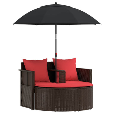 Tuinbankstel Bruin en Rood 168 x 168 x 180 cm poly rattan