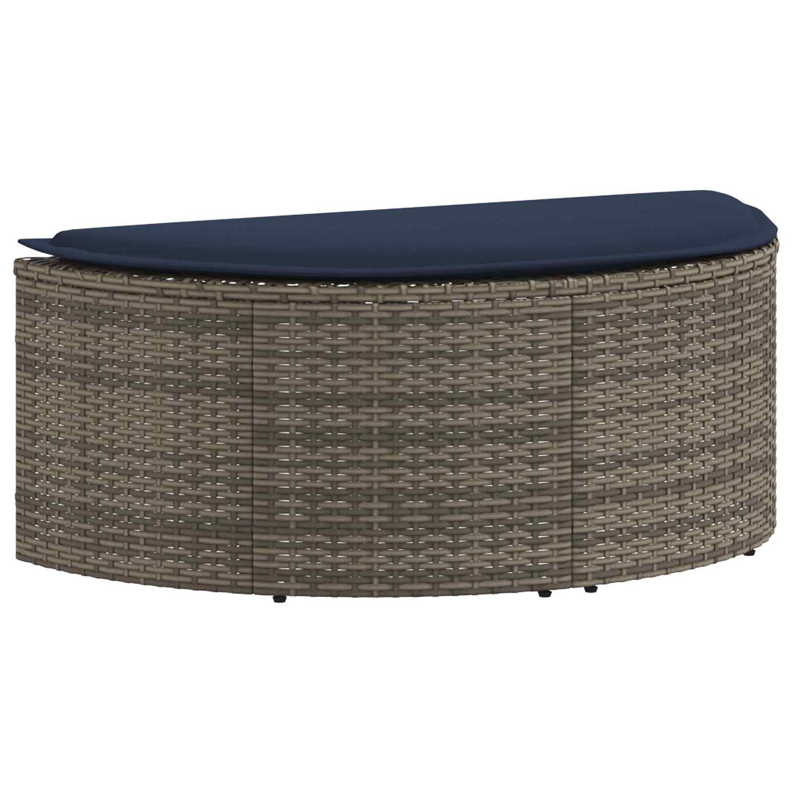 Tuinbank 8 st poly rattan Grijs en Marineblauw