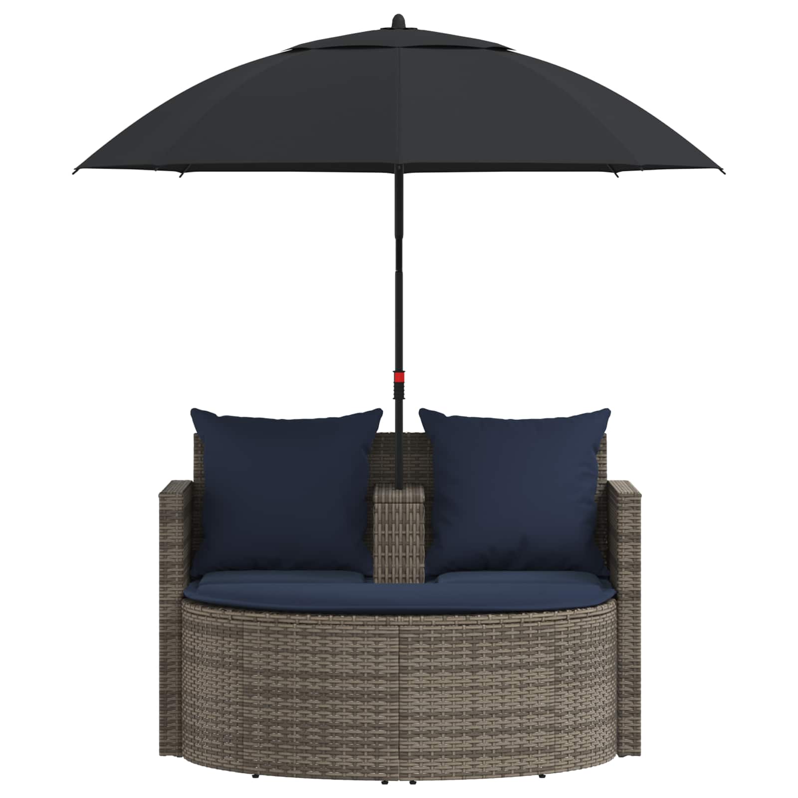 Tuinbank 8 st poly rattan Grijs en Marineblauw