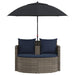 Tuinbank 8 st poly rattan Grijs en Marineblauw