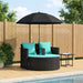 Tuinbank 8 st poly rattan Zwart en Turquoise