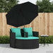 Tuinbank 8 st poly rattan Zwart en Turquoise