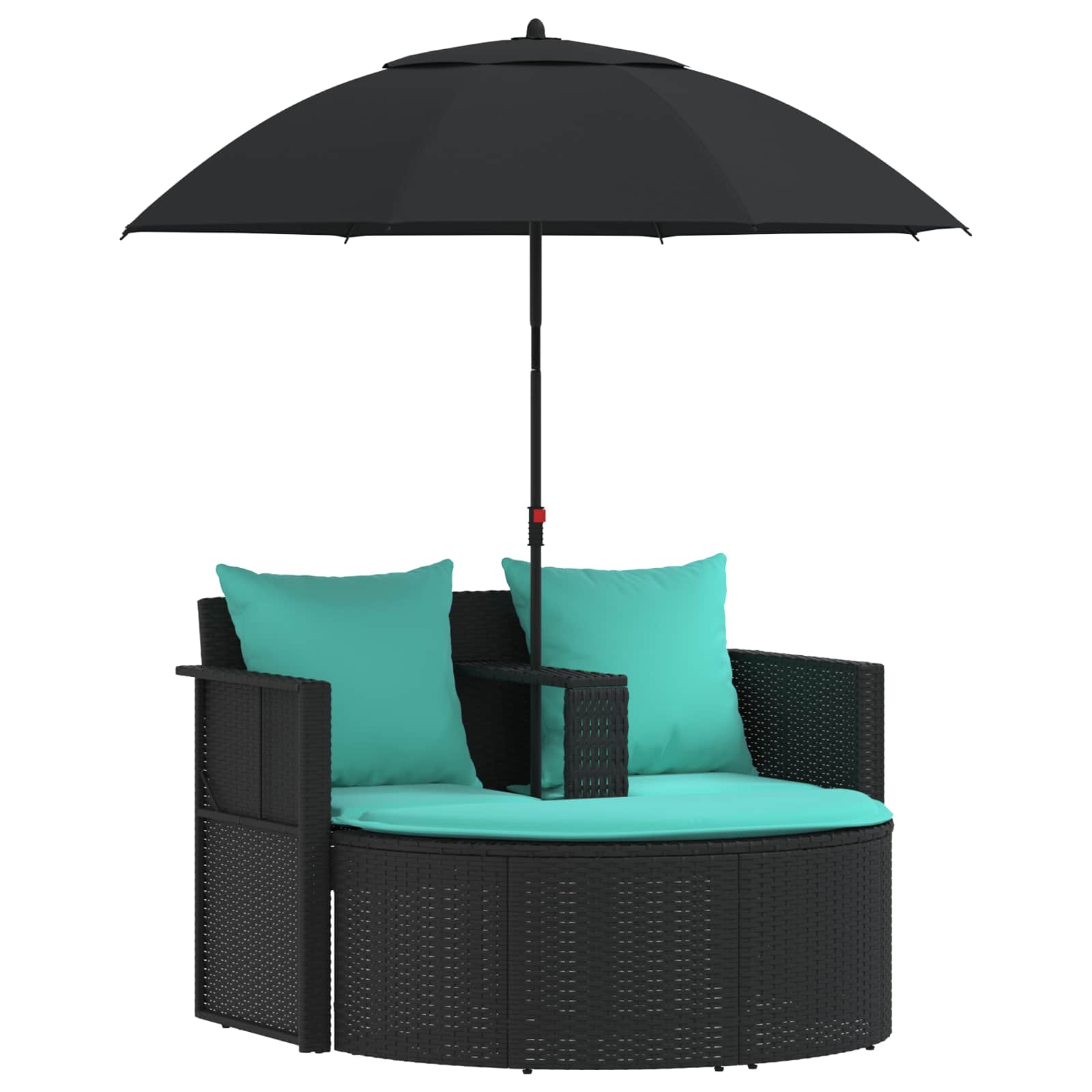 Tuinbank 8 st poly rattan Zwart en Turquoise