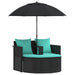 Tuinbank 8 st poly rattan Zwart en Turquoise