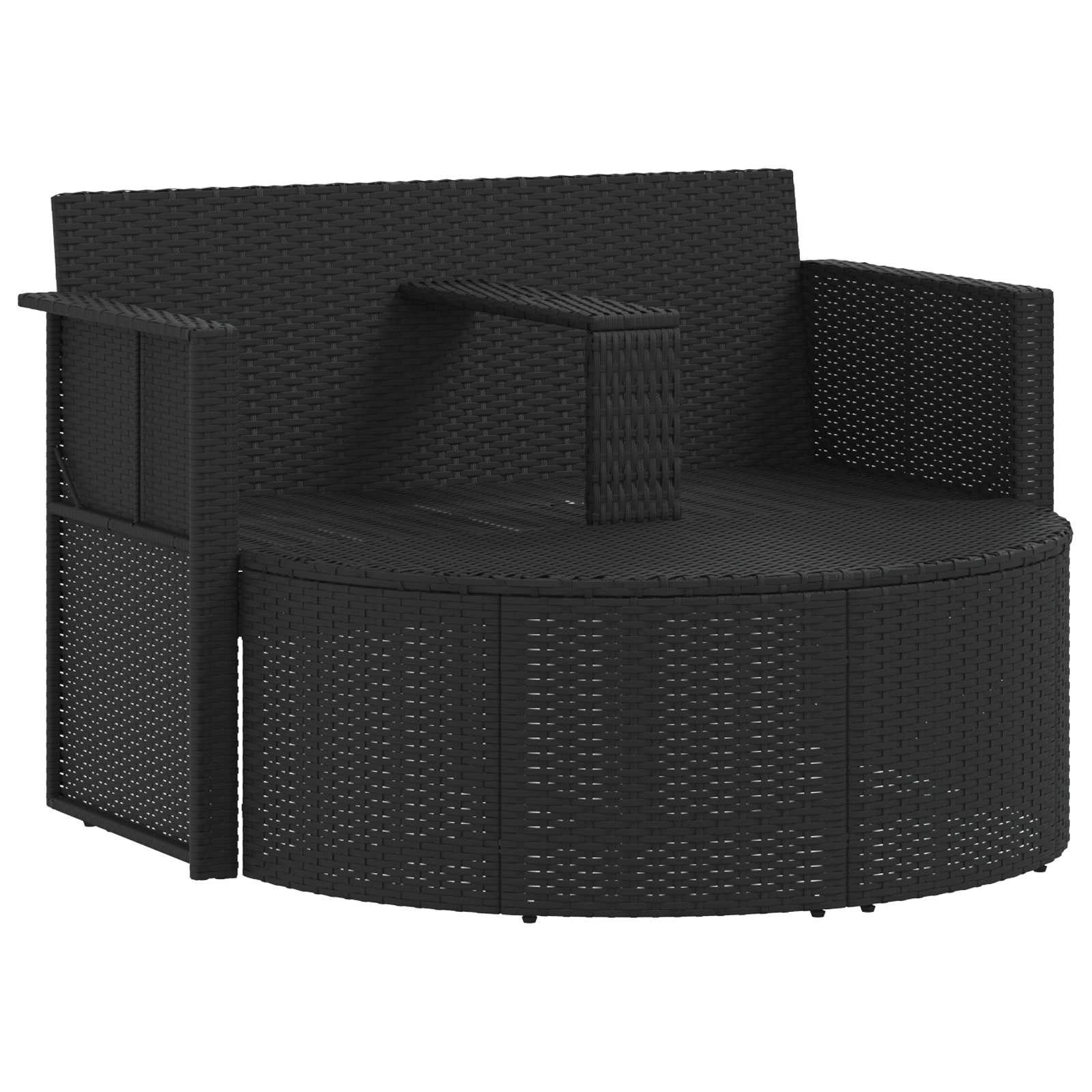 Tuinbank 8 st poly rattan Zwart en Turquoise