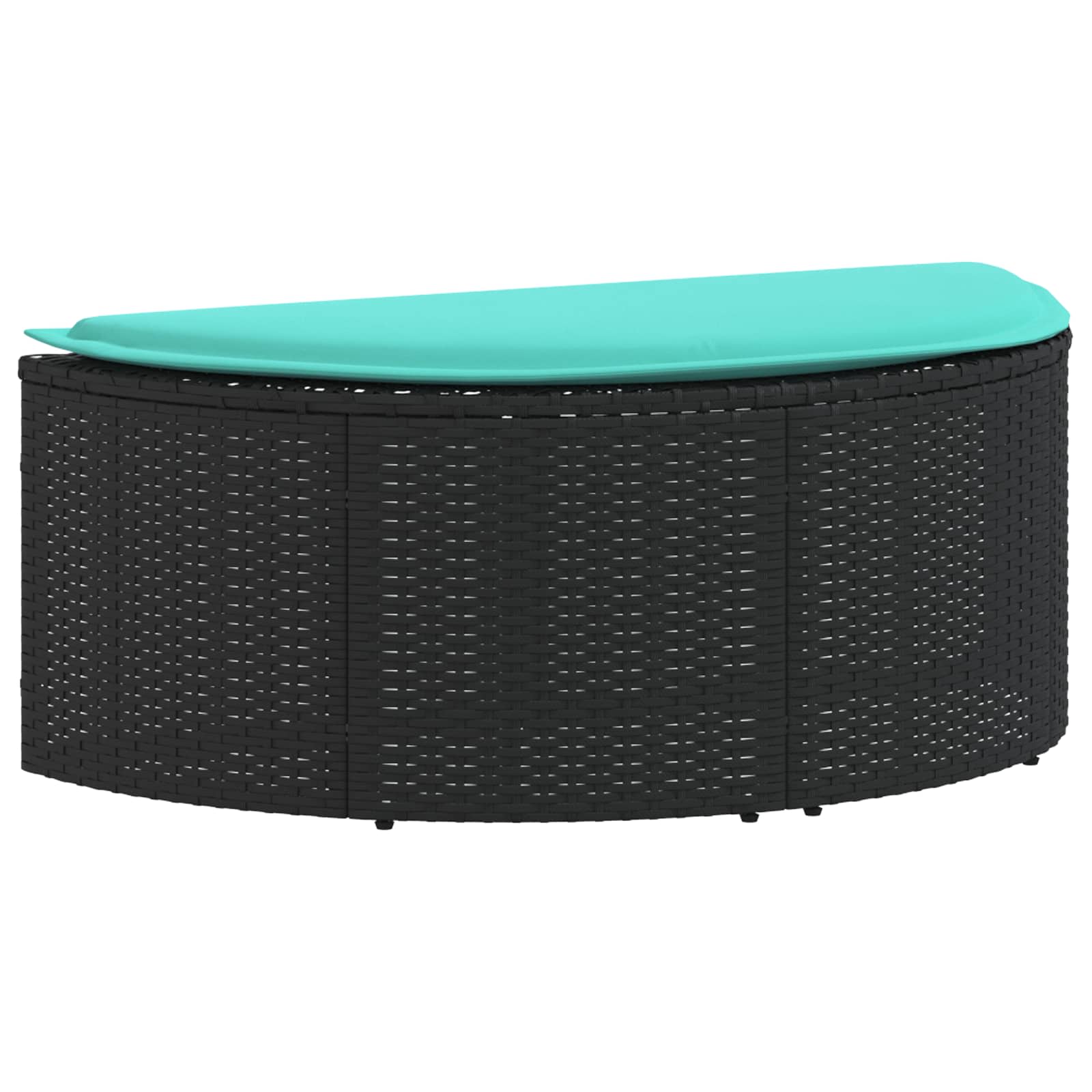 Tuinbank 8 st poly rattan Zwart en Turquoise