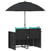 Tuinbank 8 st poly rattan Zwart en Turquoise