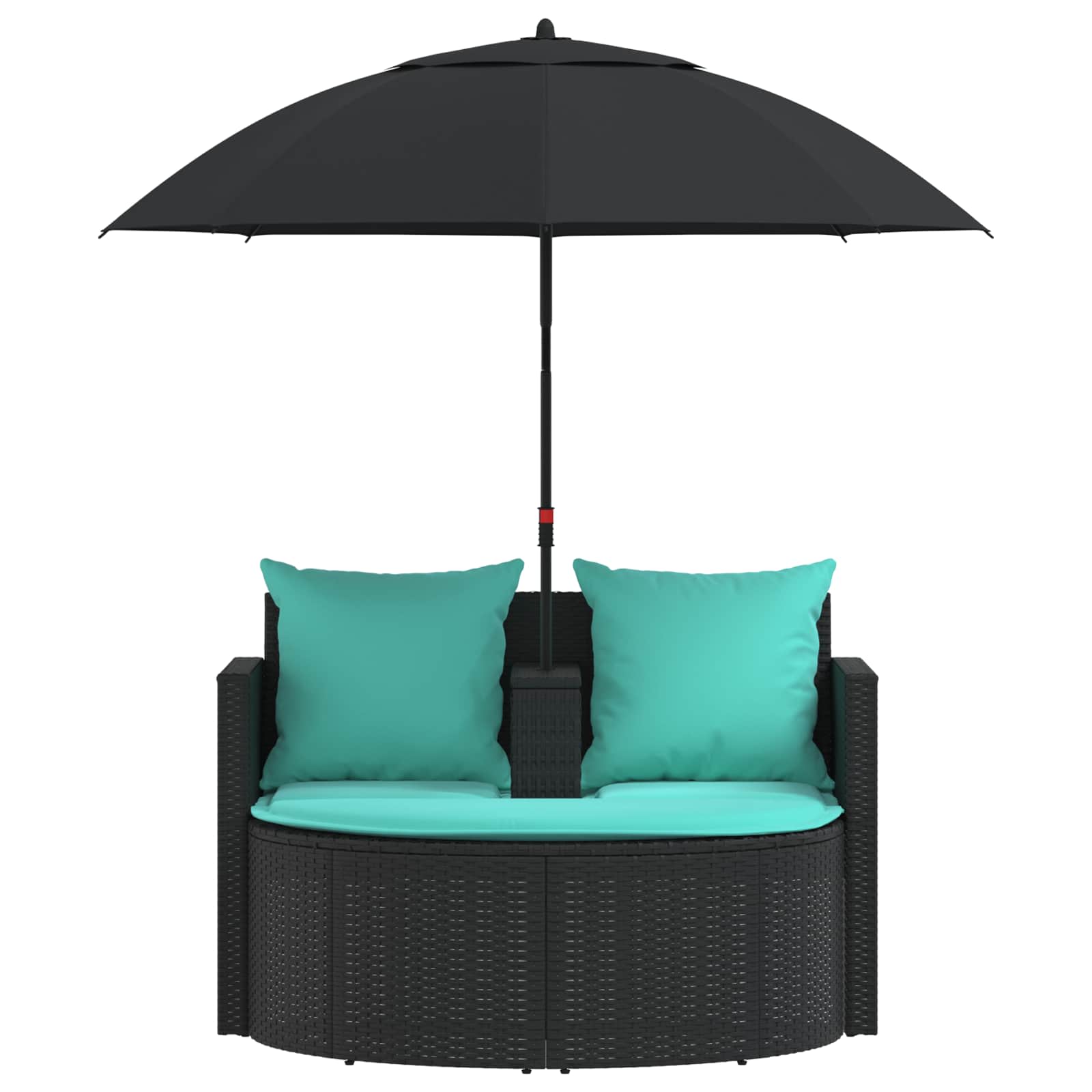 Tuinbank 8 st poly rattan Zwart en Turquoise