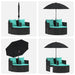 Tuinbank 8 st poly rattan Zwart en Turquoise