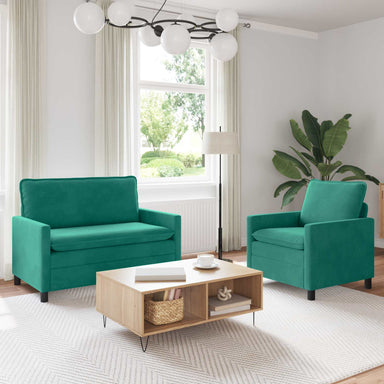 Bankstel 2 st Turquoise Fluweel