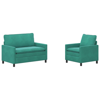 Bankstel 2 st Turquoise Fluweel