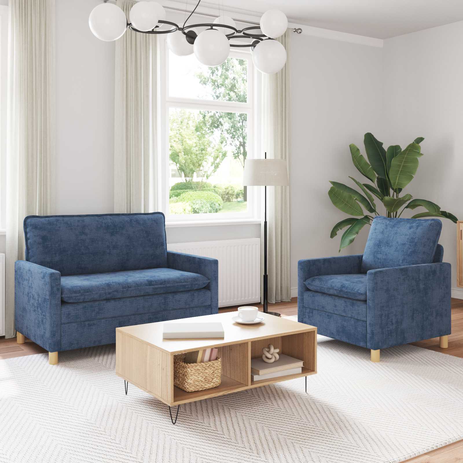 Bankstel 2 st Blauw Polyester