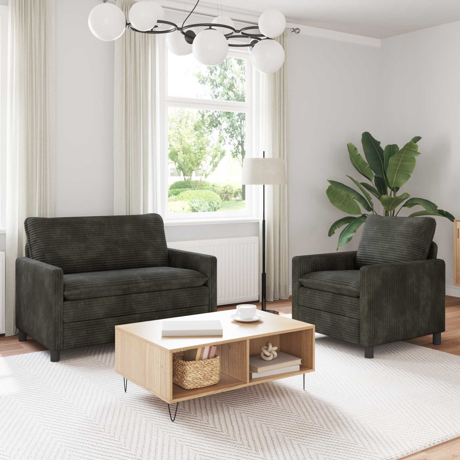Bankstel 2 st Antracietkleurig Polyester