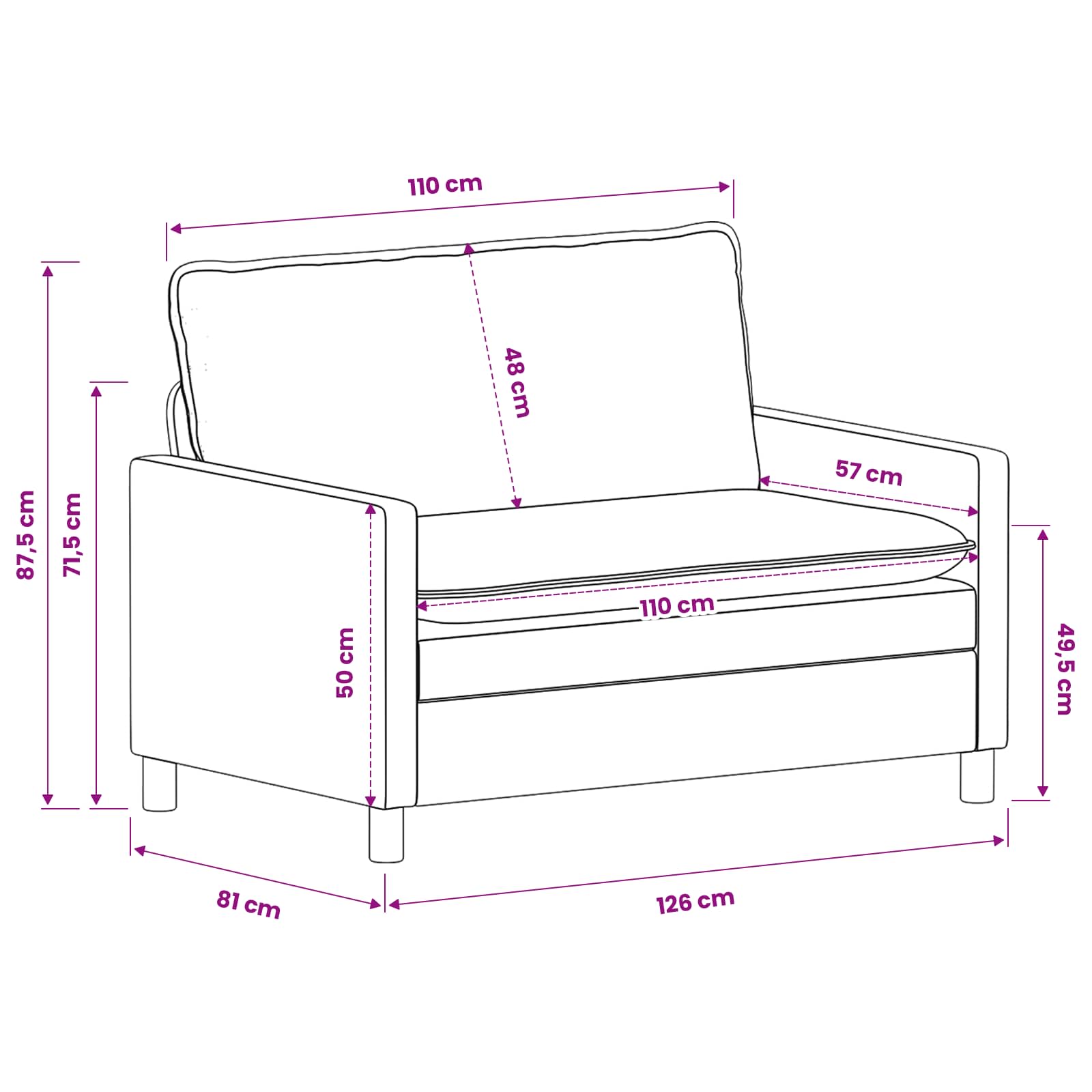 Bankstel 2 st Antracietkleurig Polyester