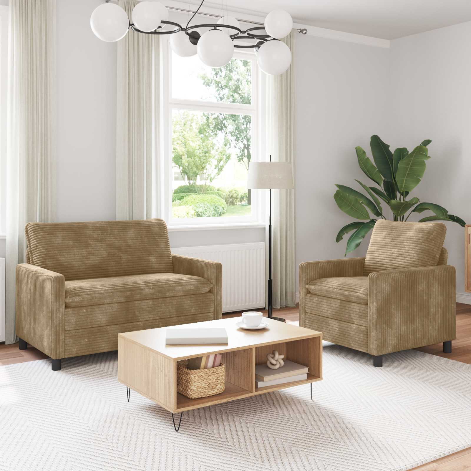 Bankstel 2 st Taupe Polyester