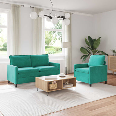 Bankstel 2 st Turquoise Fluweel