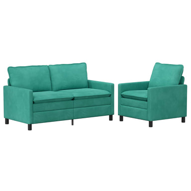 Bankstel 2 st Turquoise Fluweel