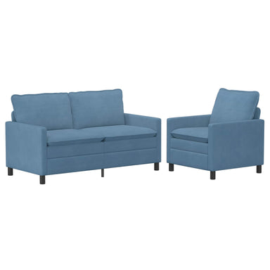 Bankstel 2 st Blauw Stof