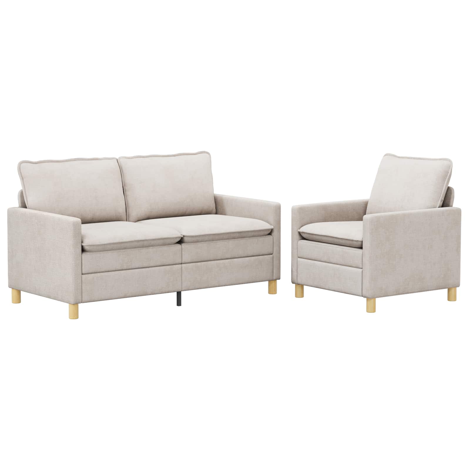 Bankstel 2 st Crèmekleurig Polyester