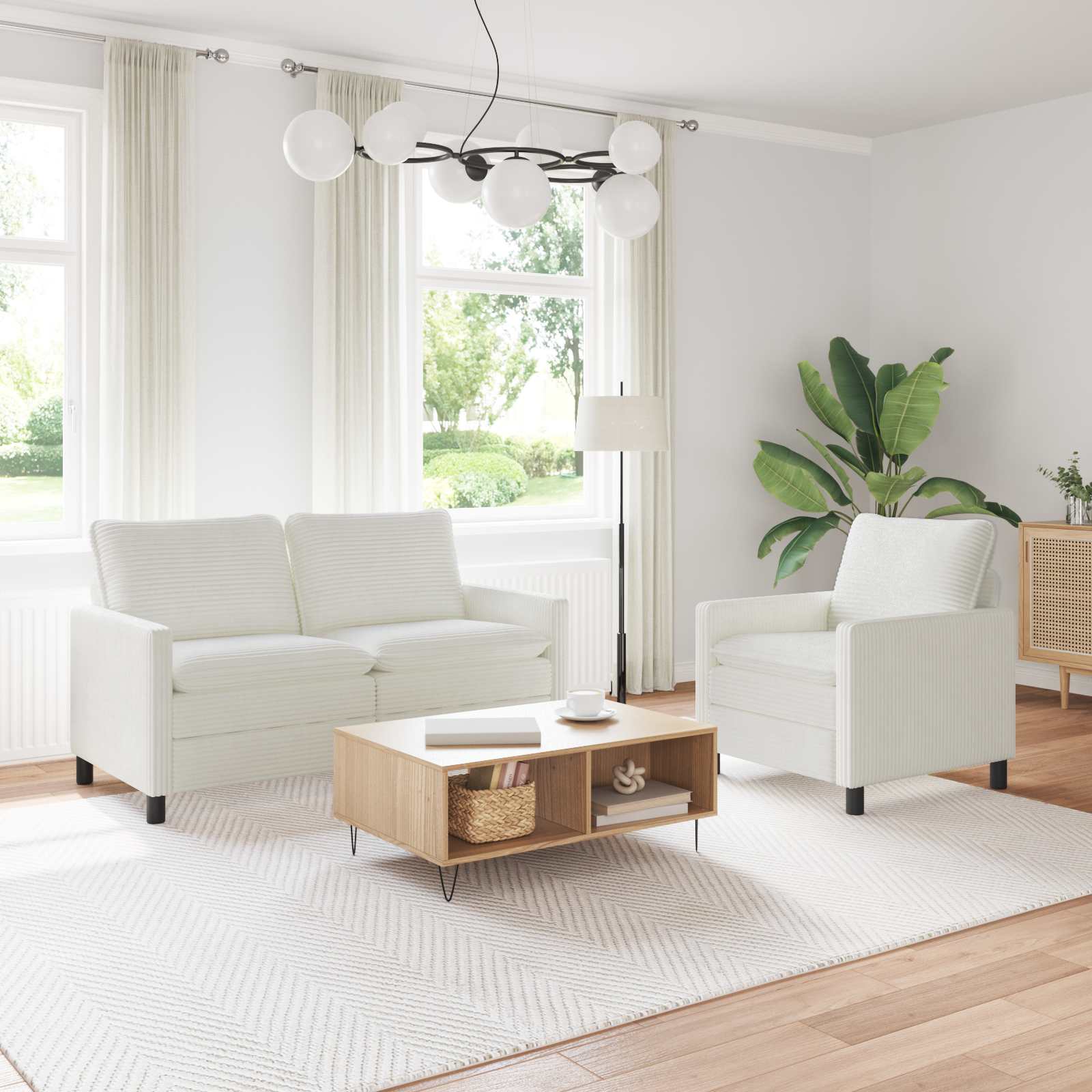 Bankstel 2 st Crèmekleurig Polyester
