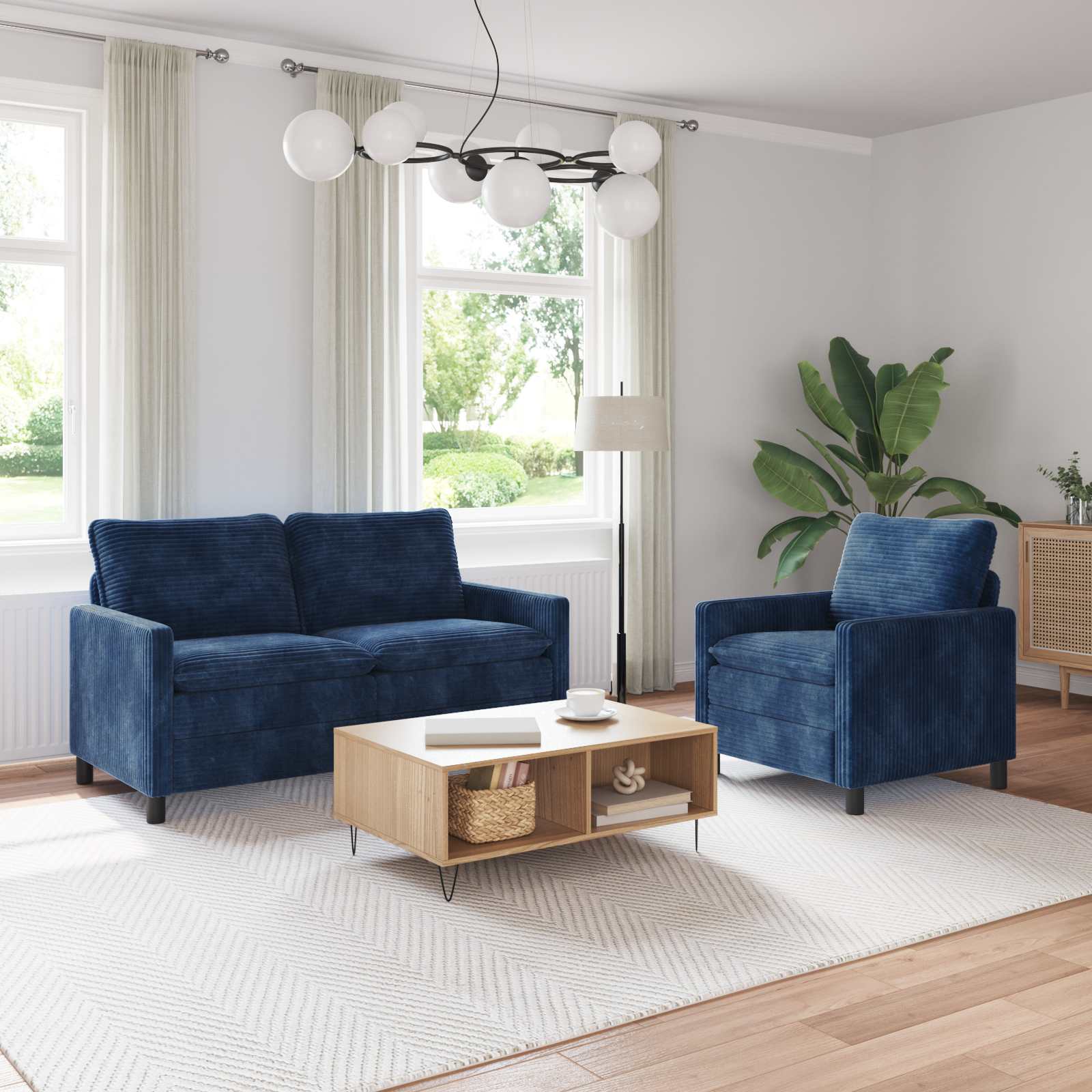Bankstel 2 st Marineblauw Polyester