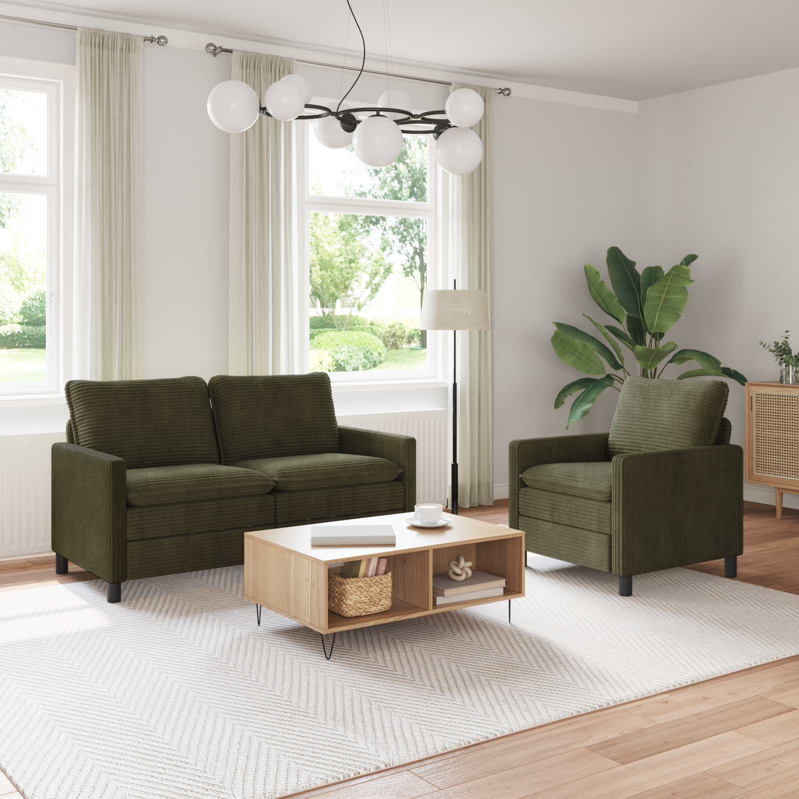 Bankstel 2 st Groen Polyester