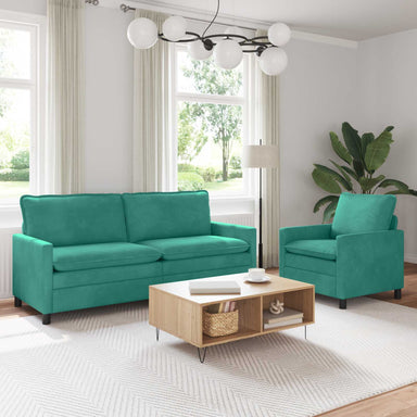 Bankstel 2 st Turquoise Fluweel