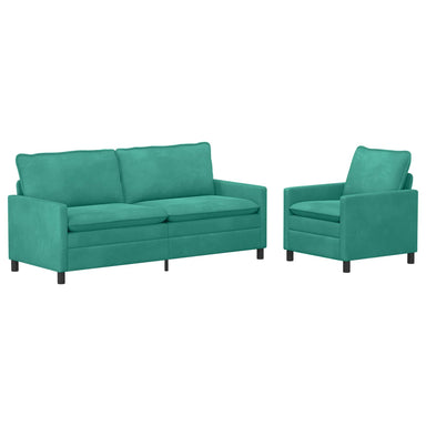 Bankstel 2 st Turquoise Fluweel