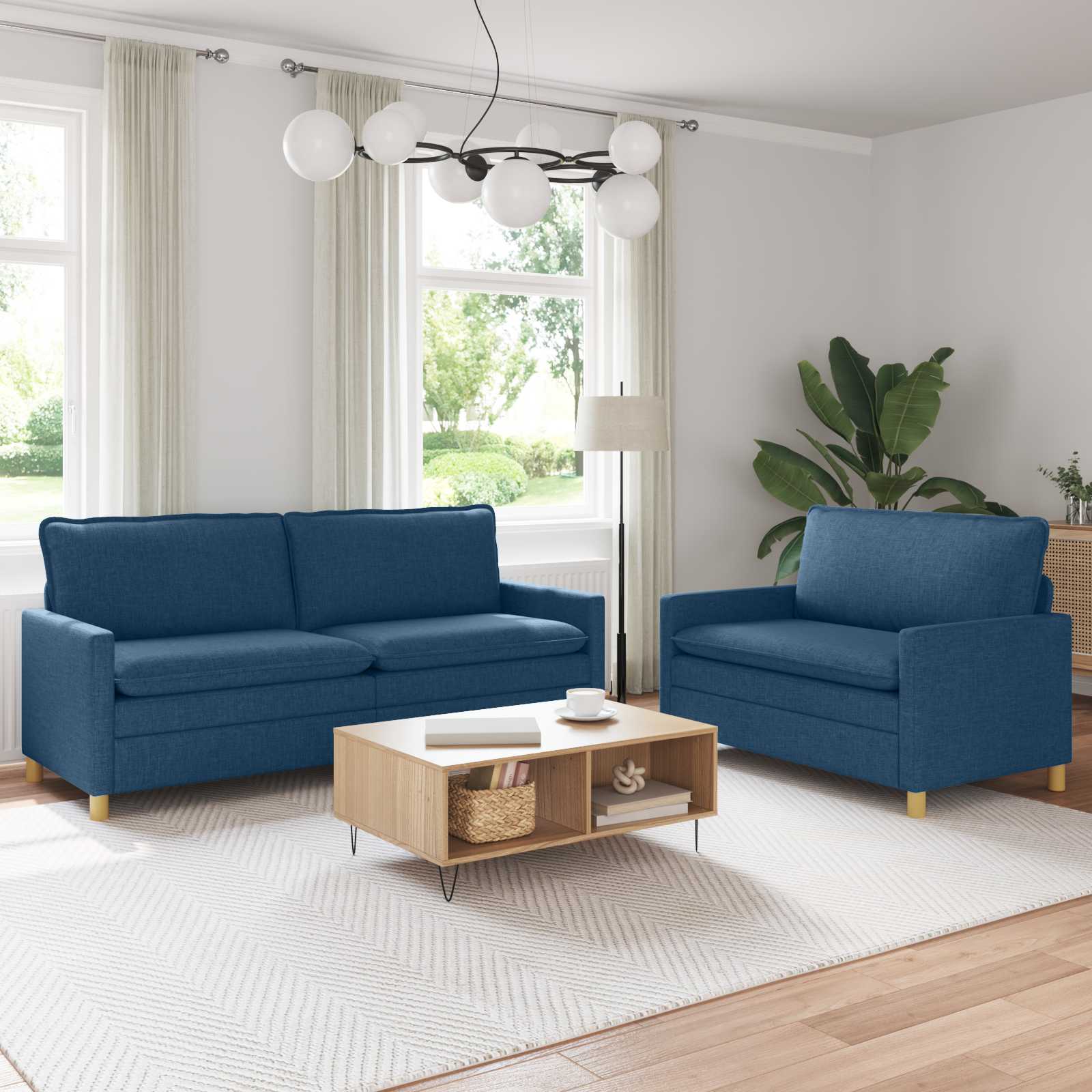 Bankstel 2 st Blauw Stof