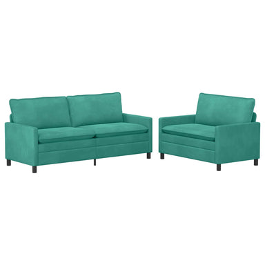 Bankstel 2 st Turquoise Fluweel