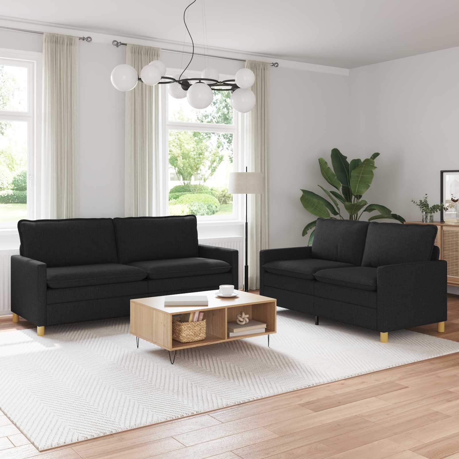 Bankstel 2 st Zwart Stof