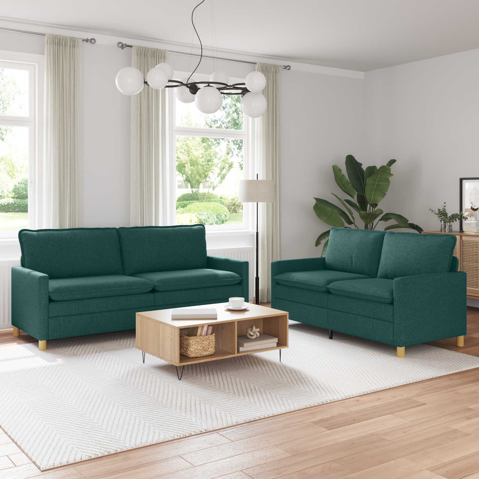 Bankstel 2 st Donkergroen Stof